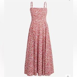 Jcrew seamed flare midi dress in Liberty® Eliza's Red fabric